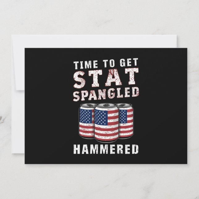 Time To Get Star Spangled Hammered Beer USA Flag Invitation (Front)