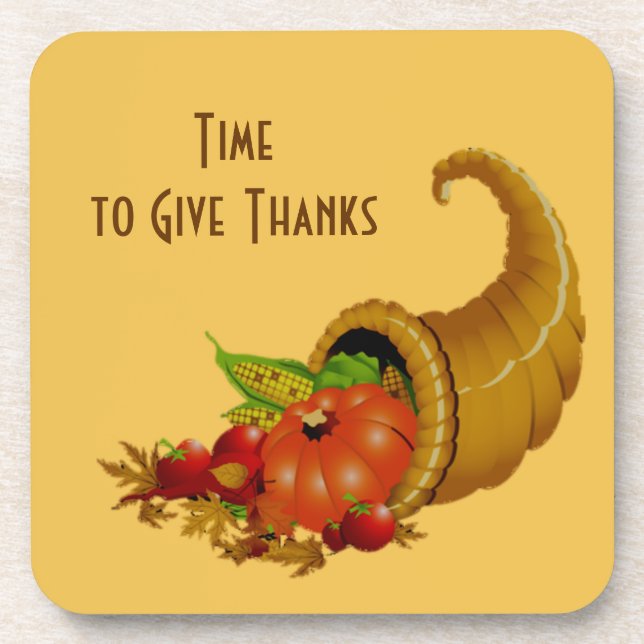 Time to Give Thanks Cornucopia Coaster (Front)