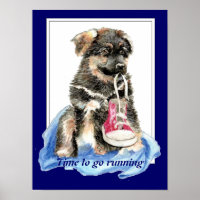 Time to go Running Motivation Quote Cute Dog