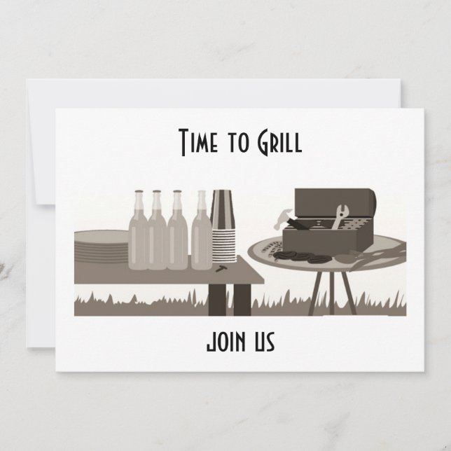 "TIME TO GRILL" ALL OCCASION INVITATION (Front)