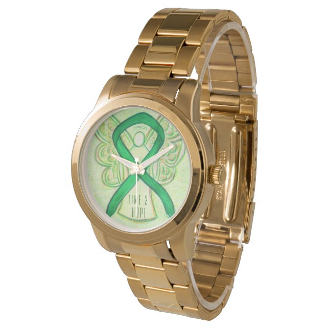 Time to Hope Green Awareness Ribbon Angel Watch (Angled)