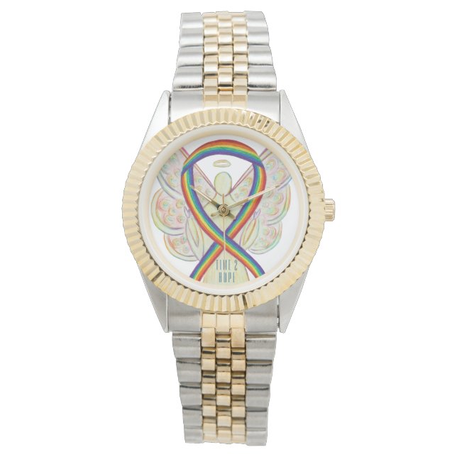 Time to Hope Rainbow Awareness Ribbon Angel Watch (Front)