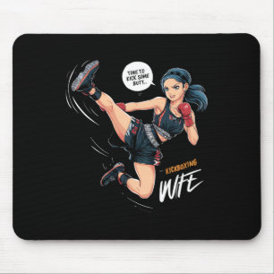 Time To Kick Some Butt Kickboxing Wife Art Mouse Pad