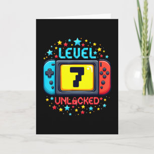 Time To Level Up 7 Unlocked 7th Birthday Boy Video Card