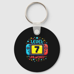 Time To Level Up 7 Unlocked 7th Birthday Boy Video Keychain