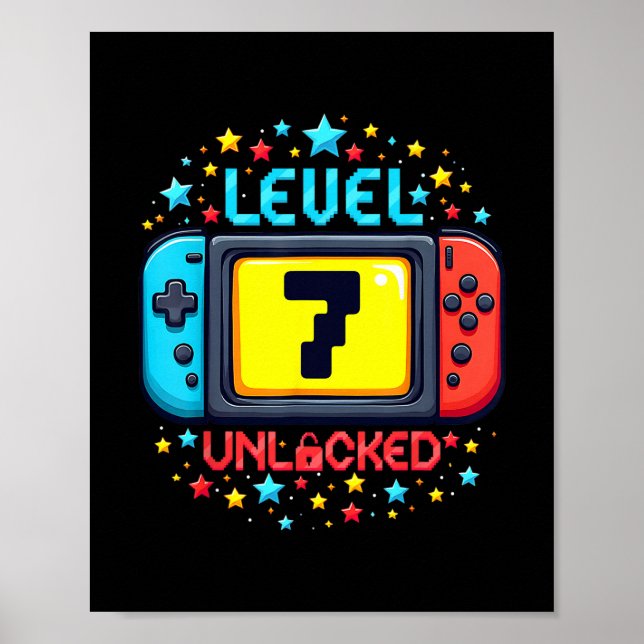Time To Level Up 7 Unlocked 7th Birthday Boy Video Poster (Front)