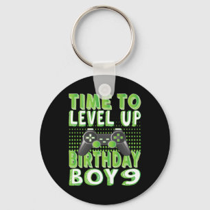 Time To Level Up Birthday Boy 9 Years Old Video Ga Keychain