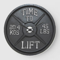 Time To Lift - Barbell Plate Wall Clock