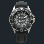 Time to Lift Kettlebell Watch<br><div class="desc">This bold Time to Lift watch features twelve kettlebells arranged around the dial,  each displaying a number for a unique and powerful fitness-inspired design. Set on a sleek black background with gray kettlebells and clean black clock hands,  this minimalist piece captures the strong aesthetic of modern gym spaces.</div>