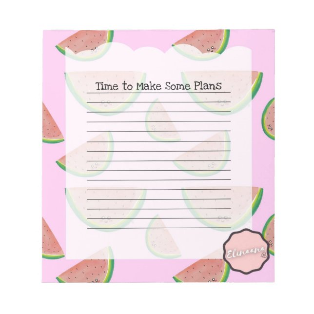 Time to Make Some Plans, Customizable Watermelon Notepad (Front)