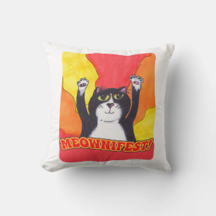 Time To Meownifest Epic Cat Illustration Throw Pillow