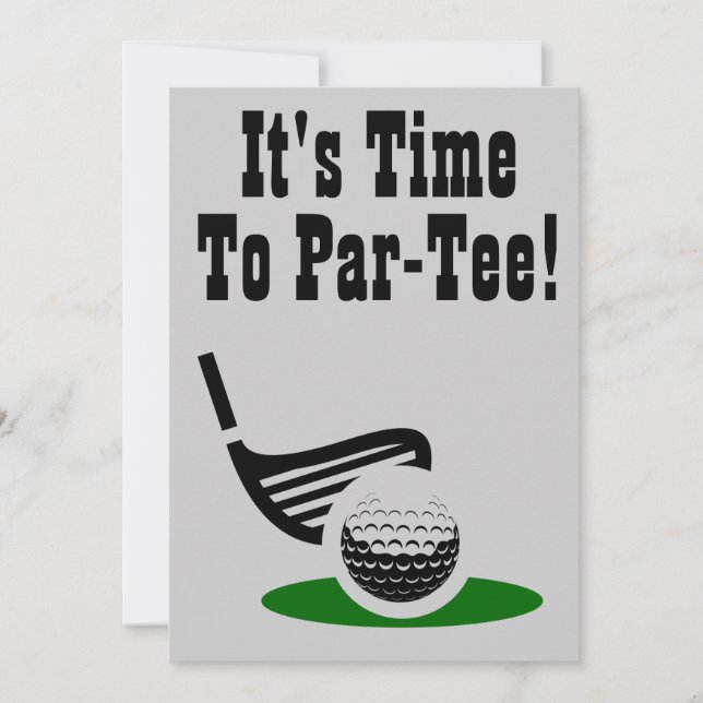 Time To Par-Tee Golf Bachelor Party Invite (Front)