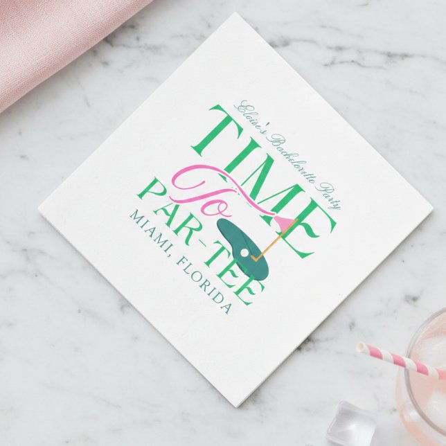 Time to Par-Tee Golf Bachelorette Napkin (Time to Par-Tee Golf Bachelorette Napkins)