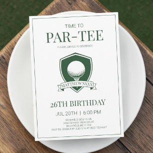 Time to Par-Tee Green Golf 26th Birthday Party Invitation