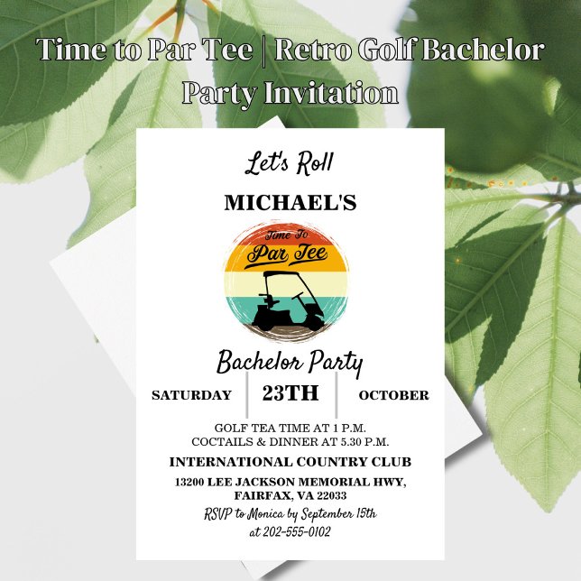 Time to Par Tee | Retro Golf Bachelor Party Invitation (Creator Uploaded)