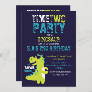 Time to Party Like a Dinosaur Prehistoric Birthday Invitation