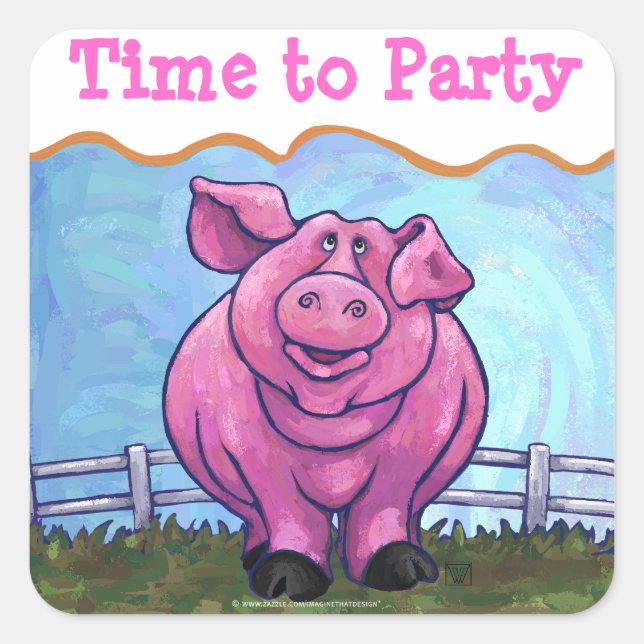 Time to Party Pig Party Envelope Seal (Front)