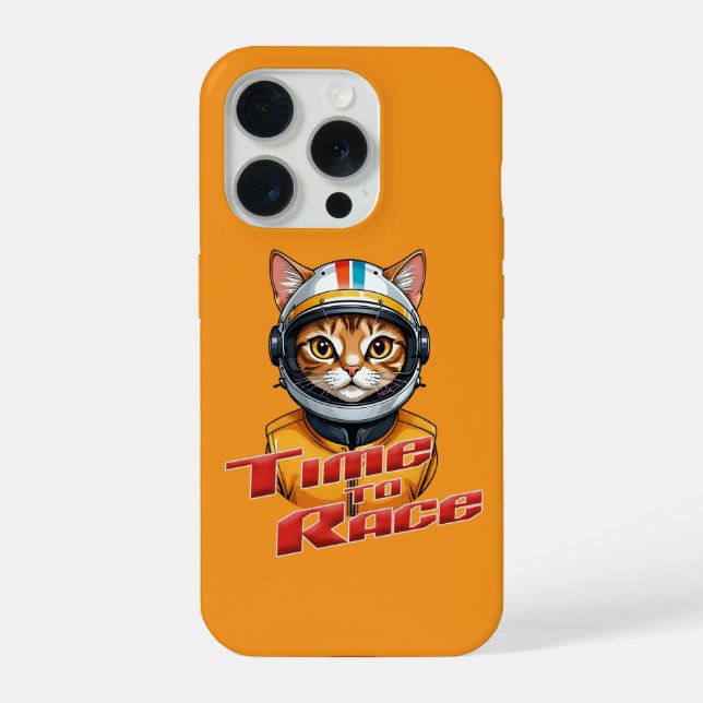 Time to Race - Speedy Cat Racer iPhone Case (Back)