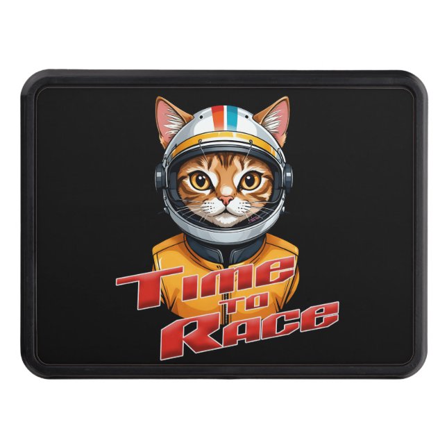 Time to Race - Speedy Cat Racer Trailer Hitch Cover (Front)