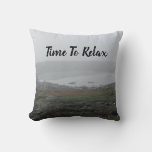 Time to Relax Foggy Landscape Photo Morning Fog Throw Pillow
