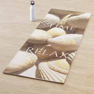 Time to Relax or Your Text Sea Shells Photography Yoga Mat