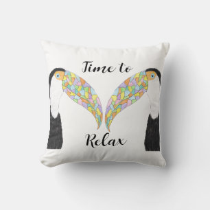 Time to relax Toucans Throw Pillow
