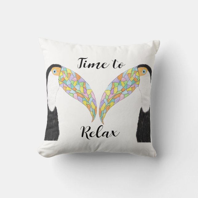 Time to relax Toucans  Throw Pillow (Front)