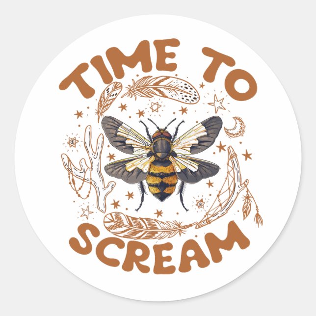 Time To Scream Cicadas Lover Insects Entomologist Classic Round Sticker (Front)