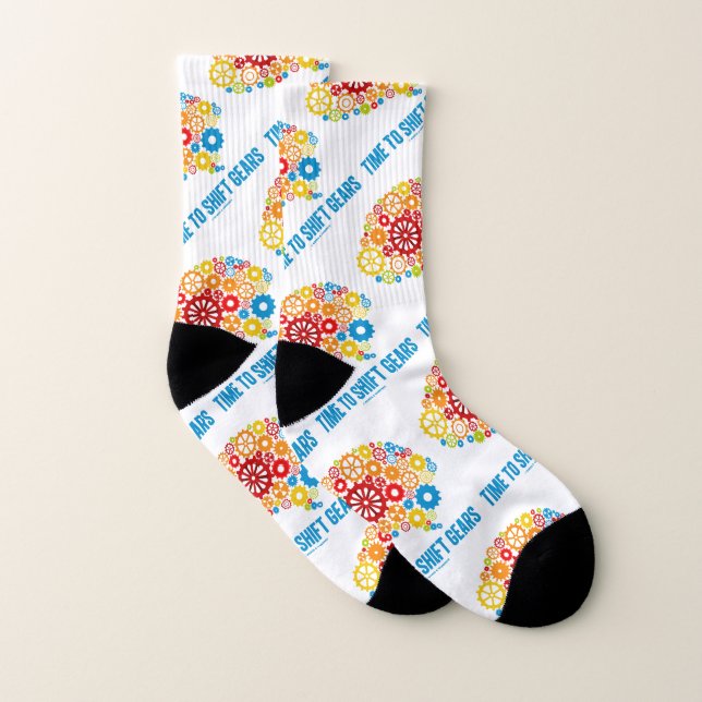 Time To Shift Gears Psyche Mechanical Gears Brain Socks (Pair)