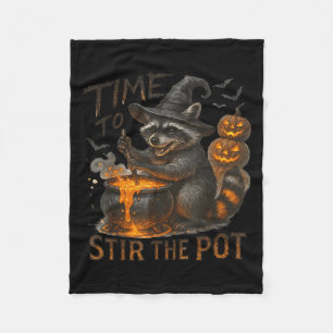 Time To Stir T Funny Raccoon Retro Halloween Anima Fleece Blanket
