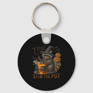 Time To Stir T Funny Raccoon Retro Halloween Anima Keychain