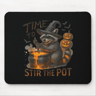 Time To Stir T Funny Raccoon Retro Halloween Anima Mouse Pad
