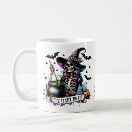 Time to Stir the Pot Skeleton Witch  Coffee Mug