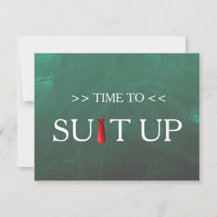 Time to Suitup Black Chalk Board Red Tie Invitatio Invitation
