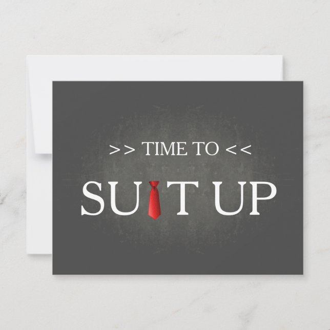 Time to Suitup Black Chalk Board Red Tie Invitation (Front)