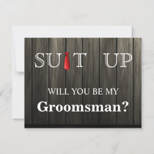 Time to Suitup Black Chalk Board Red Tie Invitation
