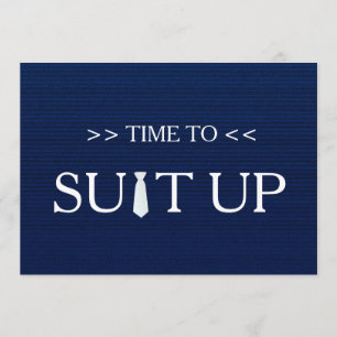 Time to Suitup Blue White Tie Invitation