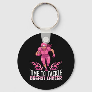 Time To Tackle Breast Cancer Awareness Footll Girl Keychain