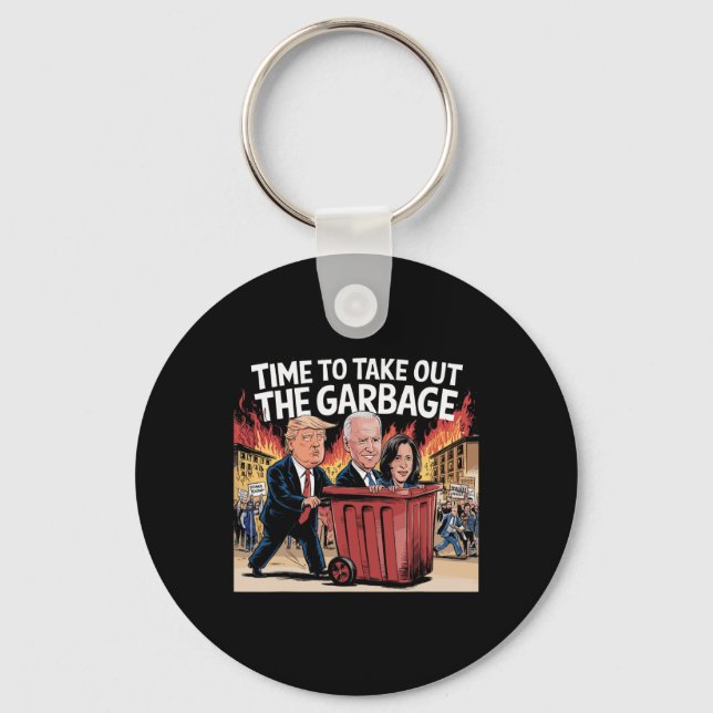 Time To Take Out The Garbyge Kamala Trump Supporte Keychain (Front)