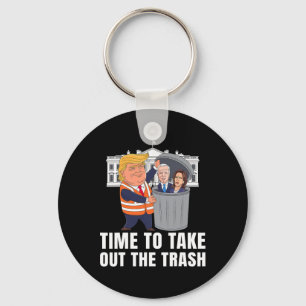 Time To Take Out The Trash Funny Trump  Keychain