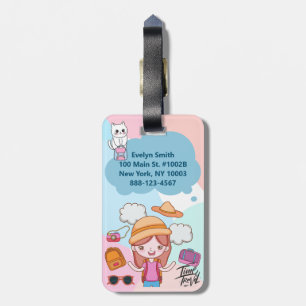 Time to Travel Girl Themed Personalized Luggage Tag