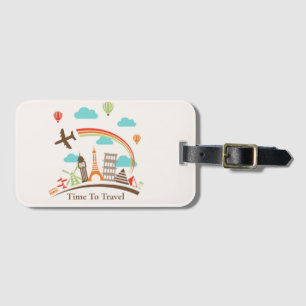 Time To Travel World Vibes   Luggage Tag