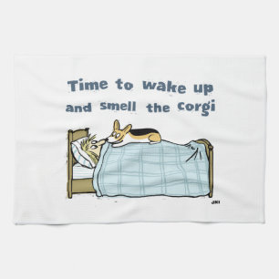 Time to Wake Up and Smell the Corgi Kitchen Towel
