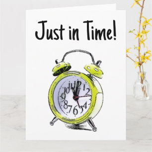 Time to Wake Up Yellow Alarm Clock Drawing Card