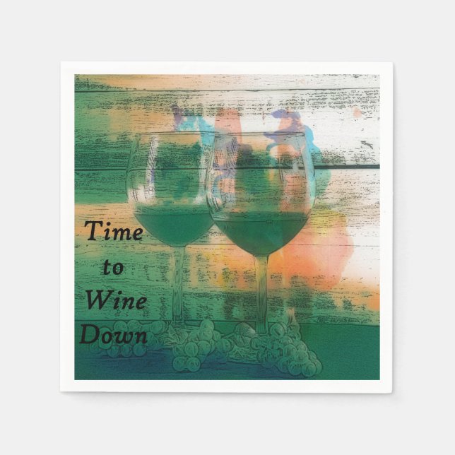 Time to Wine Down Cocktail Napkins (Front)