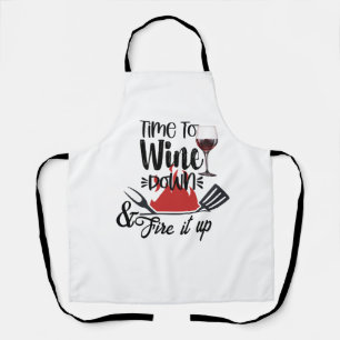 Time To Wine Wind Down Apron - Chef BBQ Gift