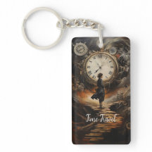 Time Travel Steampunk Keychain – Clock Fantasy Art