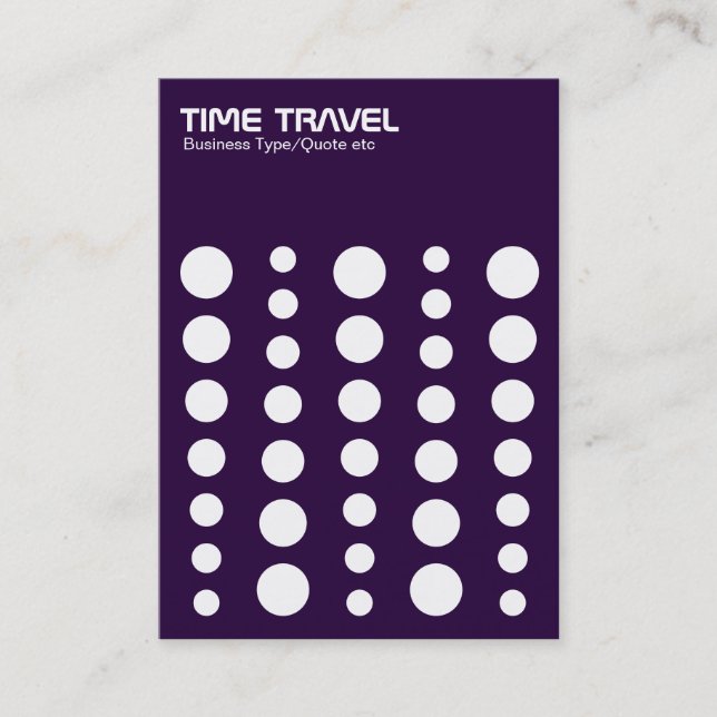 Time Travel v1.2 - White on Deep Purple Business Card (Front)