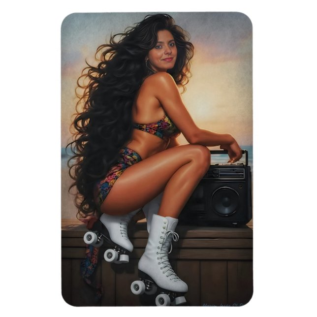 Time Traveler: 80s Roller Skate Dreams Magnet (Vertical)