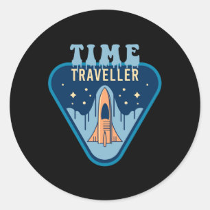 Time Traveler Science Fiction Space Ship Gift Classic Round Sticker